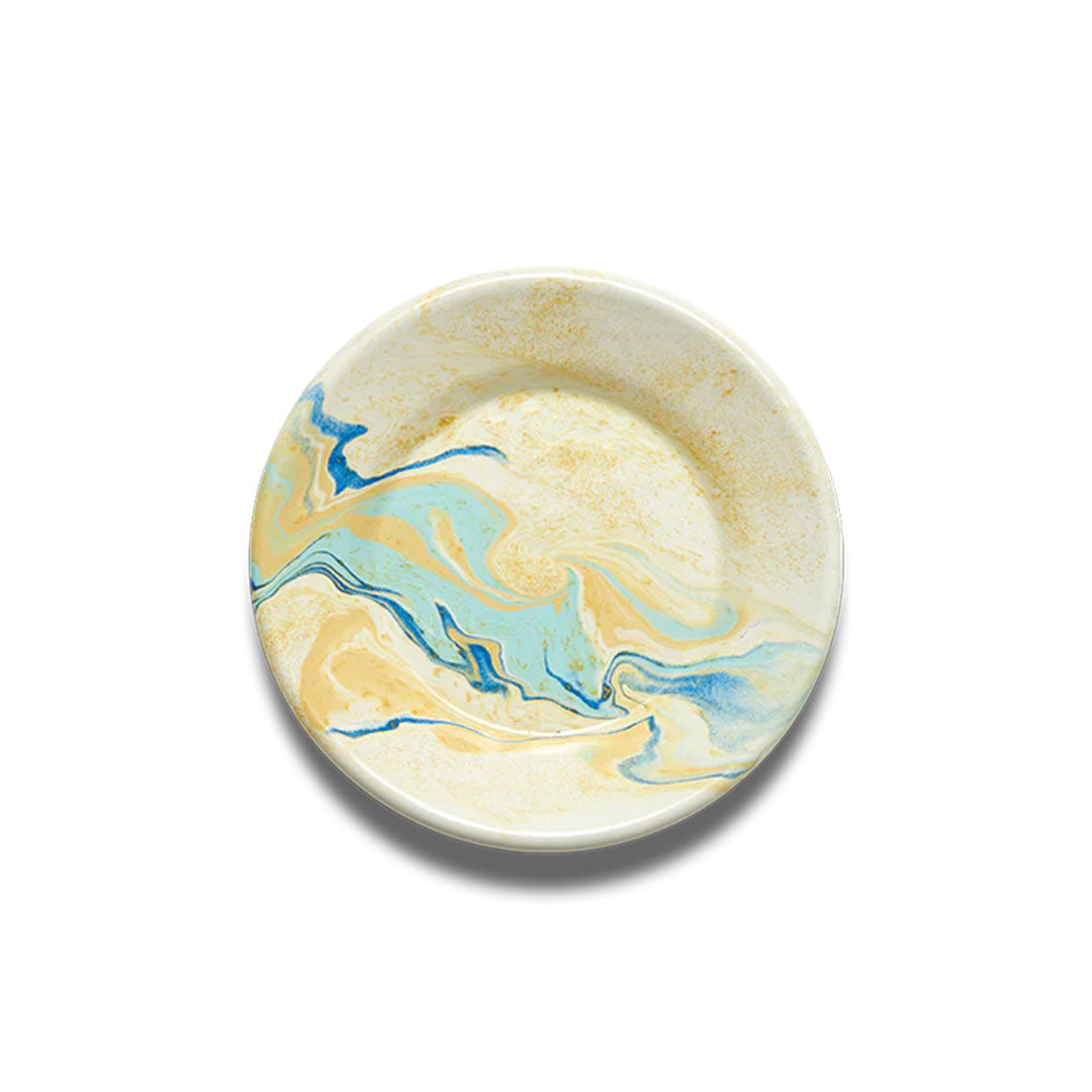 New Marble Small Flat Plate - Lemon Cream