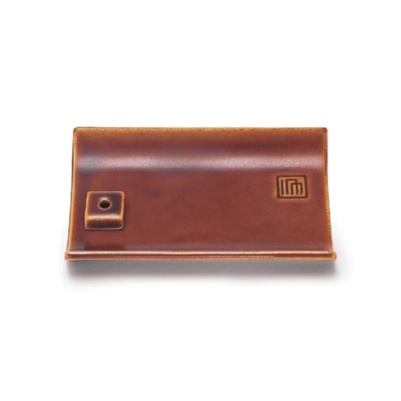 YUKARI - Brown Ceramic Plate with Incense Stand