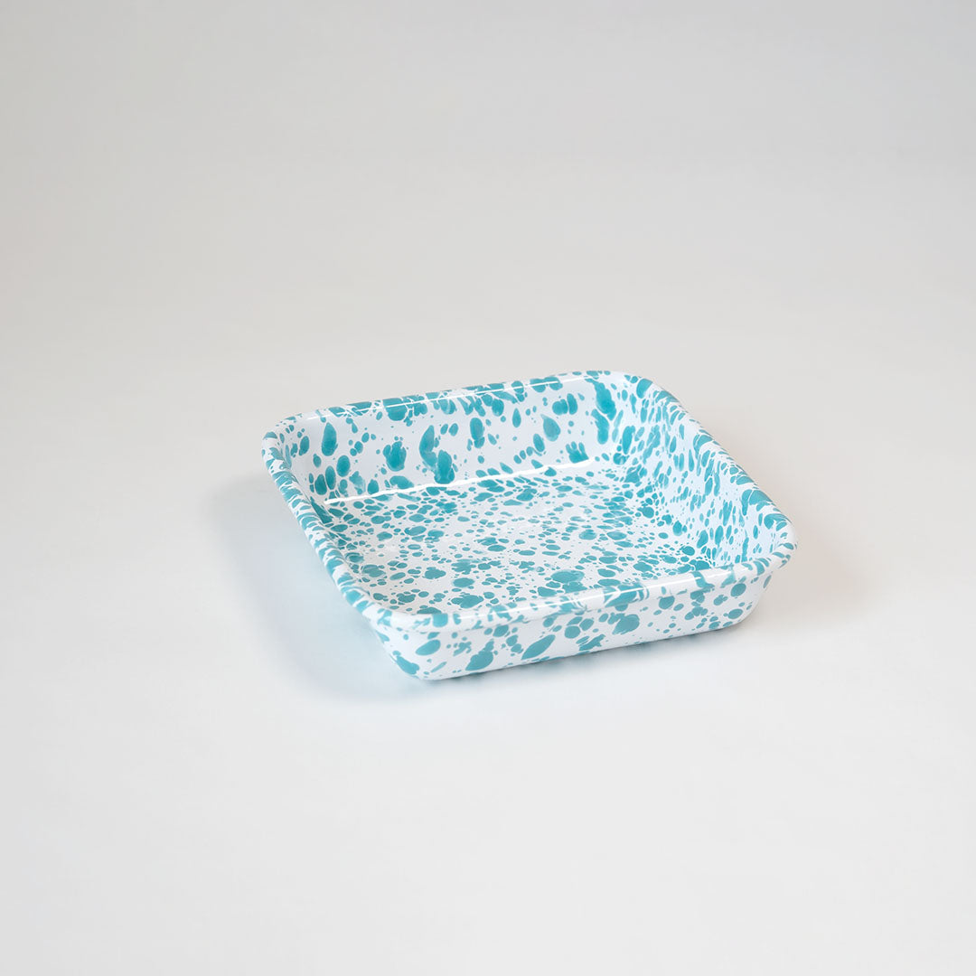 【Crow Canyon】 Splatter Small Square Tray - Turquoise