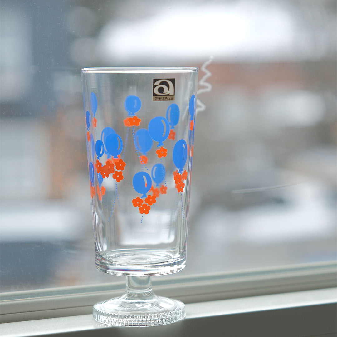 Aderia Retro Blue Balloon Stemware Glass