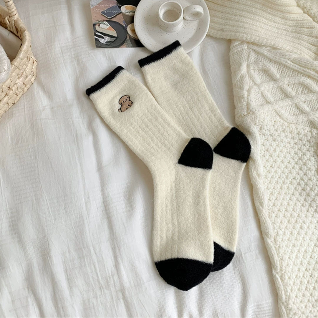Beige Puppy Thickened Cartoon Socks