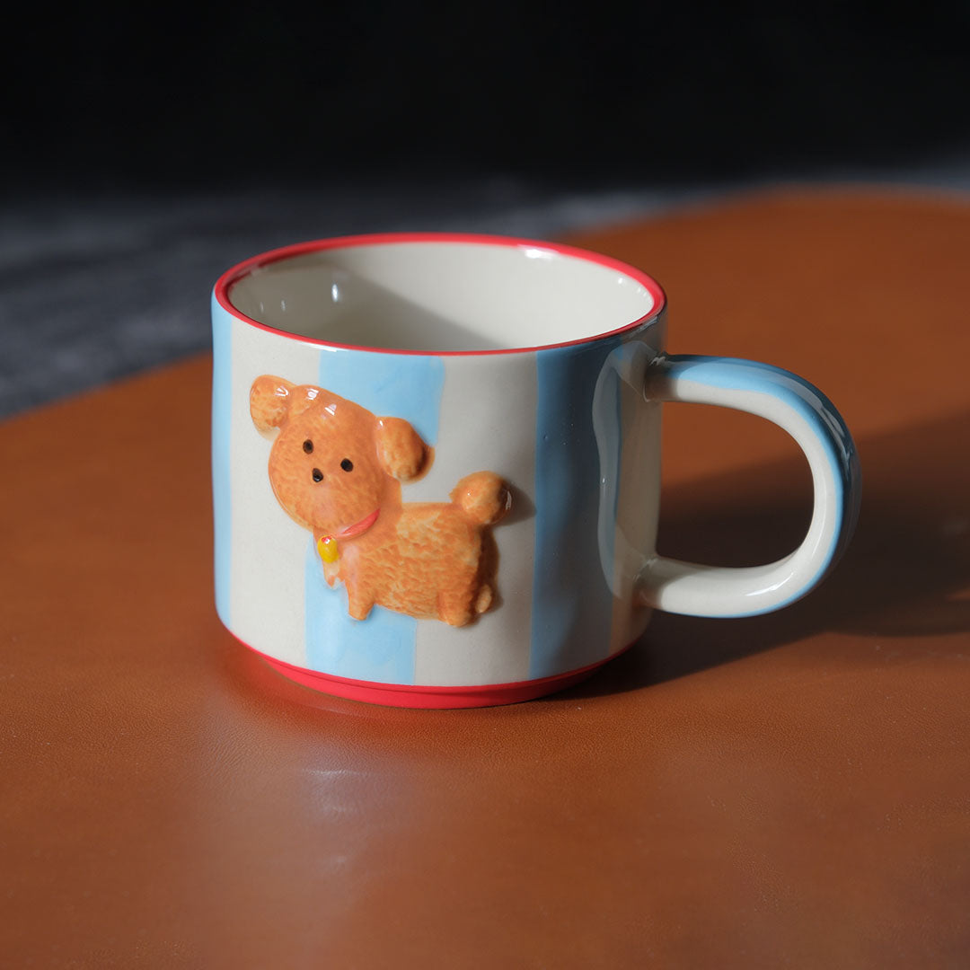Adorable Light Blue Ceramic Cup & Plate Set【Birthday Puppy】