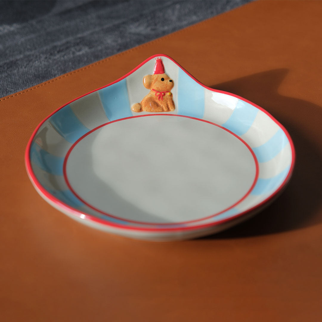 Adorable Light Blue Ceramic Cup & Plate Set【Birthday Puppy】