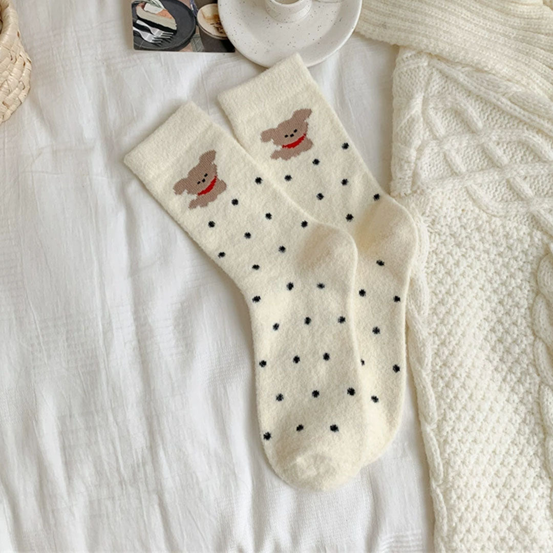 Dot Puppy Thickened Cartoon Socks