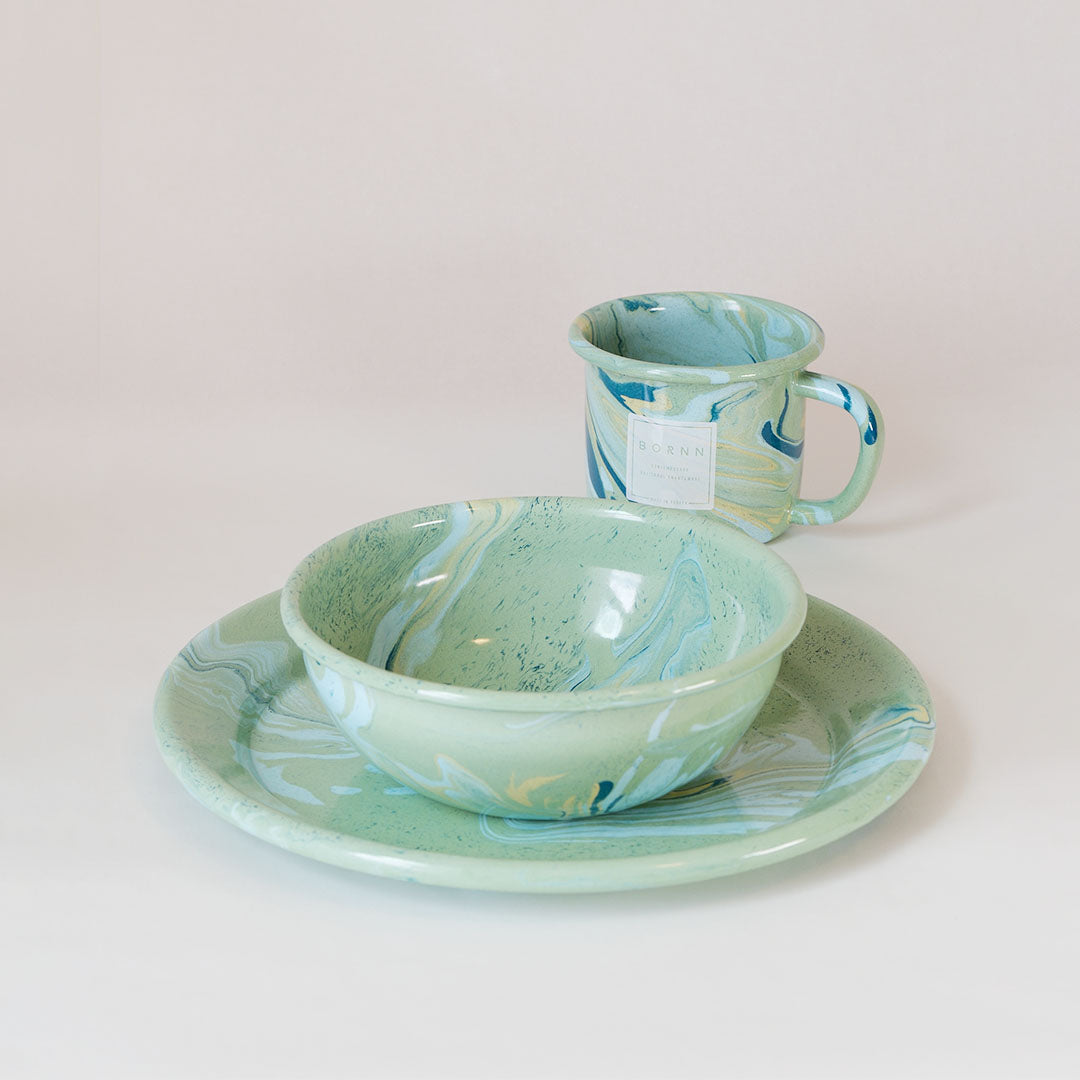 New Marble Large Flat Plate - Mint