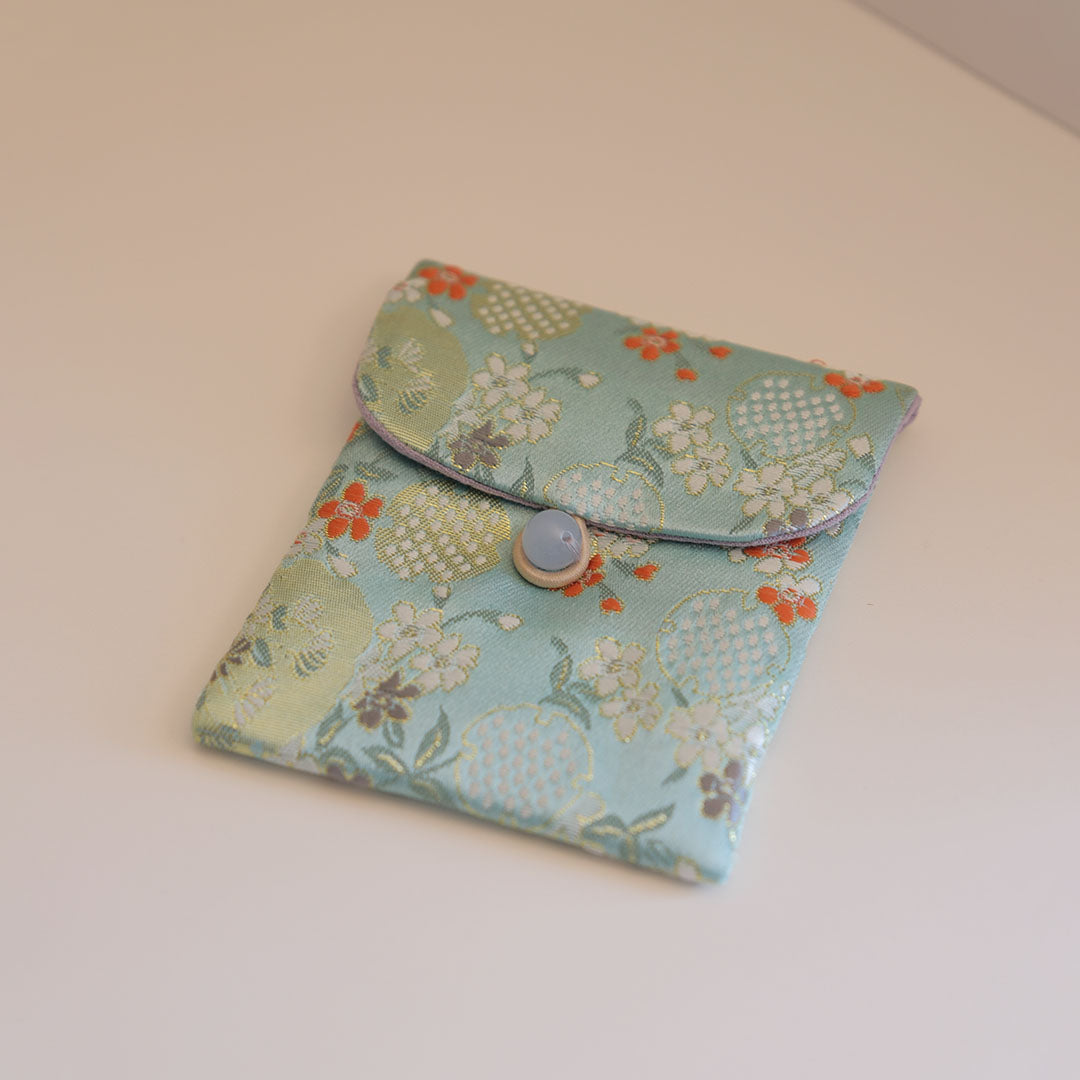 Light Green Embroidered Brocade Small Pouch