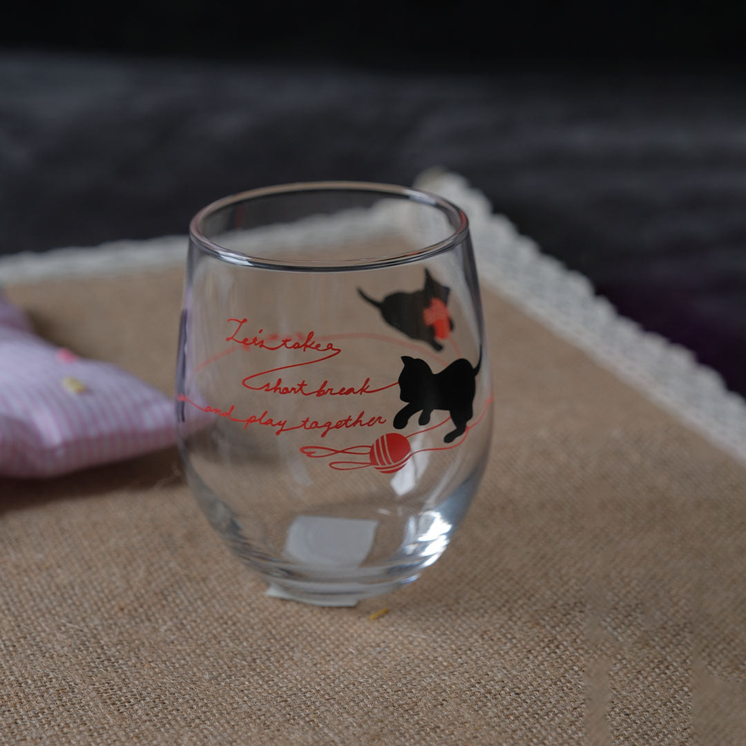 Juice and Breakfast Oval Glass【Ishi and Cat】