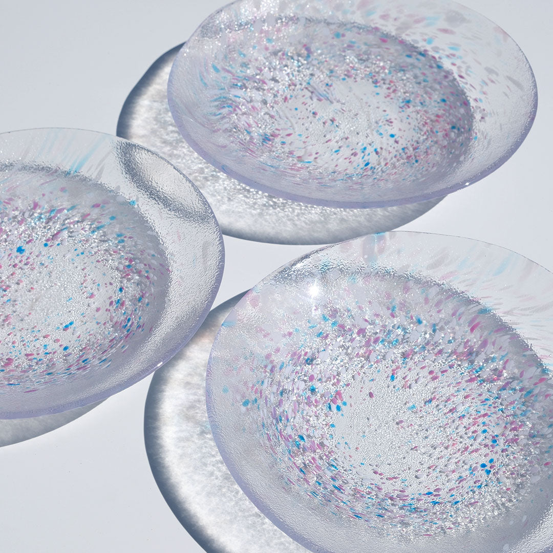 Aurora Pink Droplets Glass Plate -Set of 3