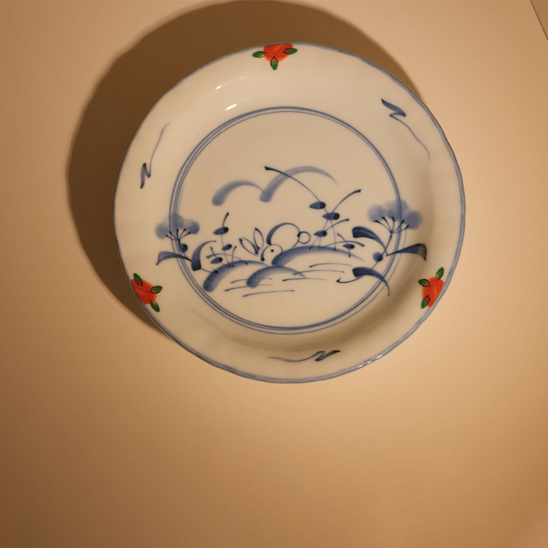 Aka-e Rabbit Small Plate【Japanese Hanairo 】