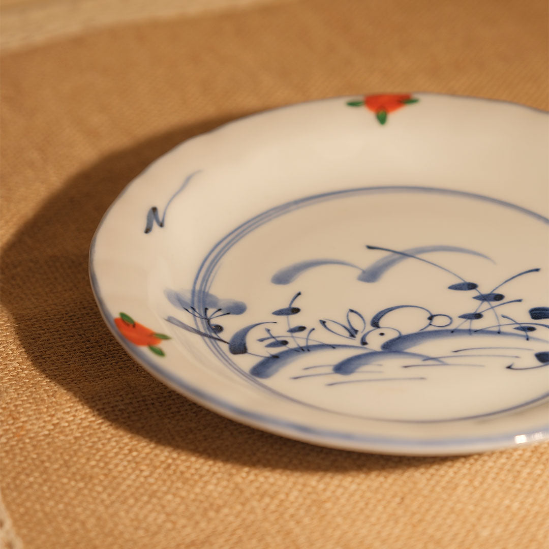 Aka-e Rabbit Small Plate【Japanese Hanairo 】