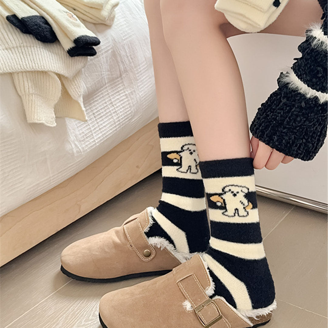 Bath Puppy Thickened Cartoon Socks