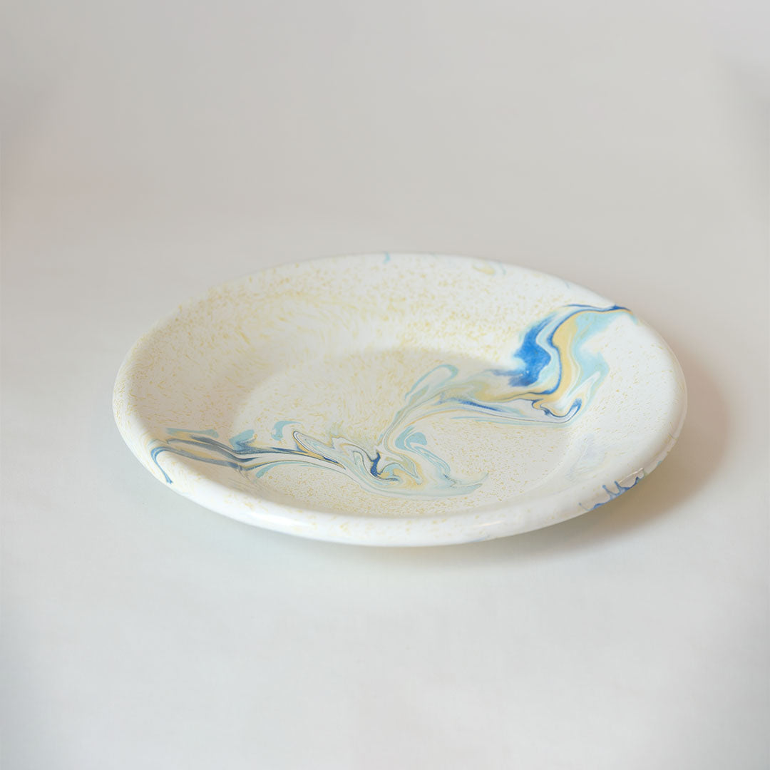 New Marble Small Flat Plate - Lemon Cream