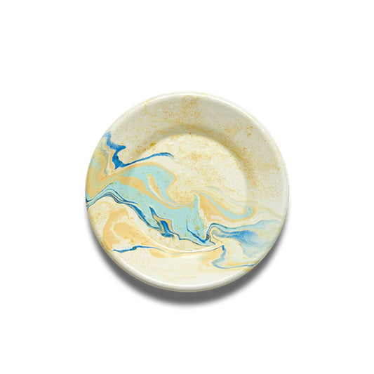 New Marble Small Flat Plate - Lemon Cream