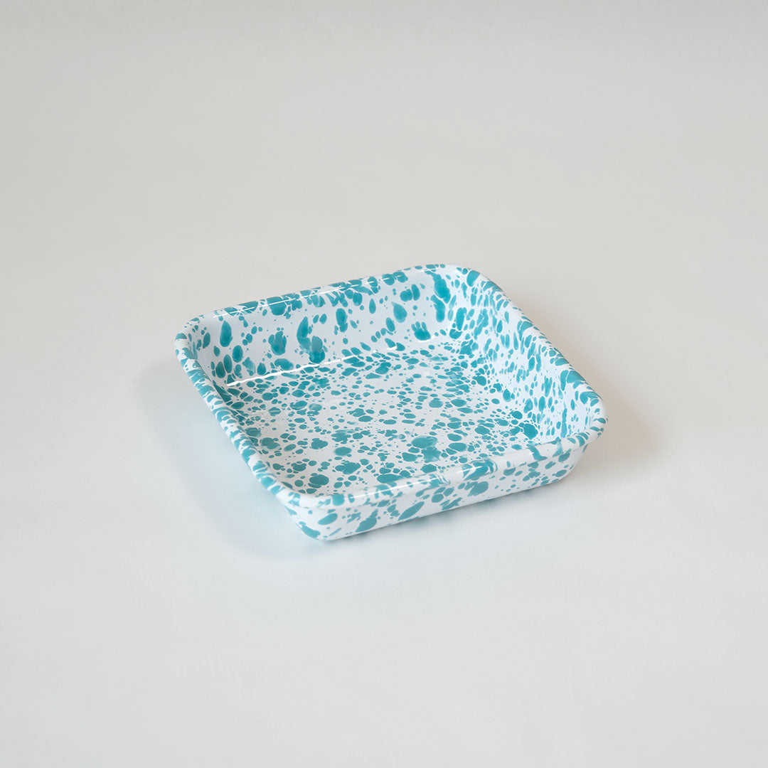 【Crow Canyon】 Splatter Small Square Tray - Turquoise