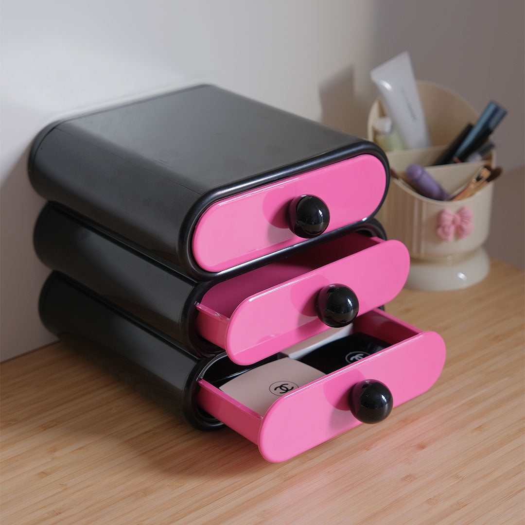 Black Pink 3-Layer Drawer Organizer