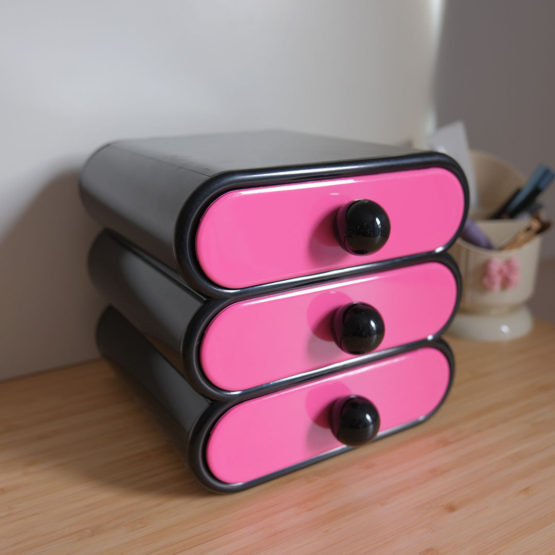 Black Pink 3-Layer Drawer Organizer