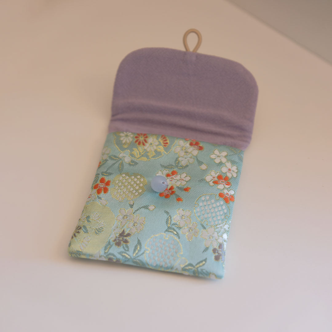 Light Green Embroidered Brocade Small Pouch