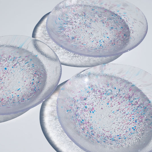 Aurora Pink Droplets Glass Plate -Set of 3