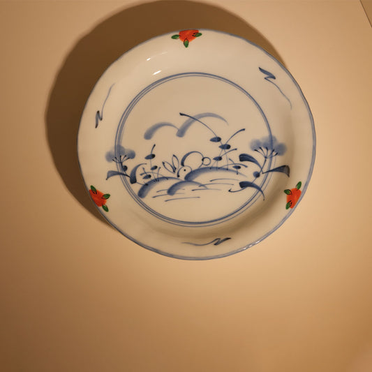 Aka-e Rabbit Small Plate【Japanese Hanairo 】