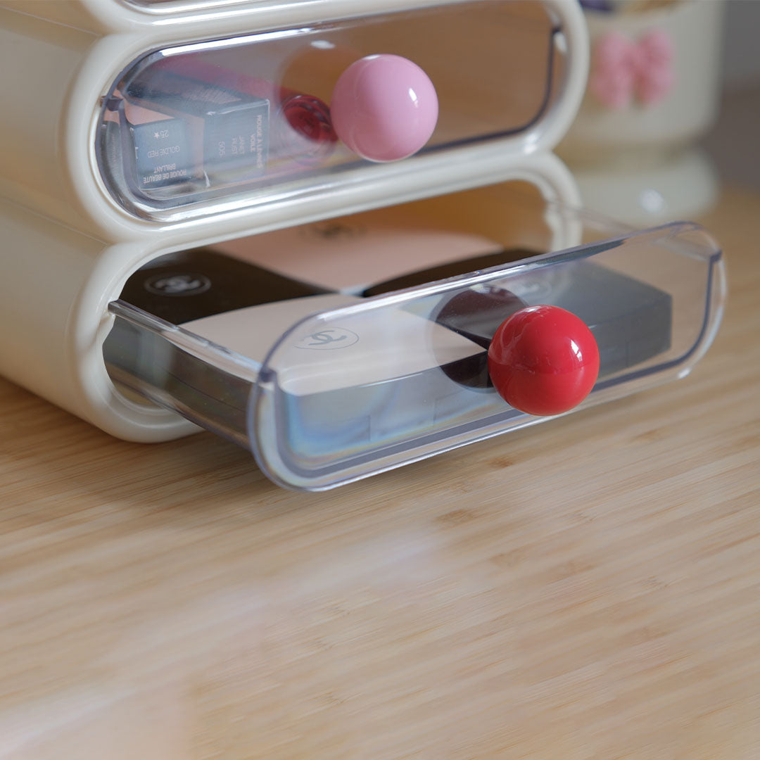 Cream White 3-Layer Drawer Organizer