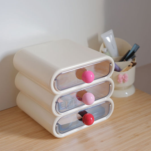 Cream White 3-Layer Drawer Organizer