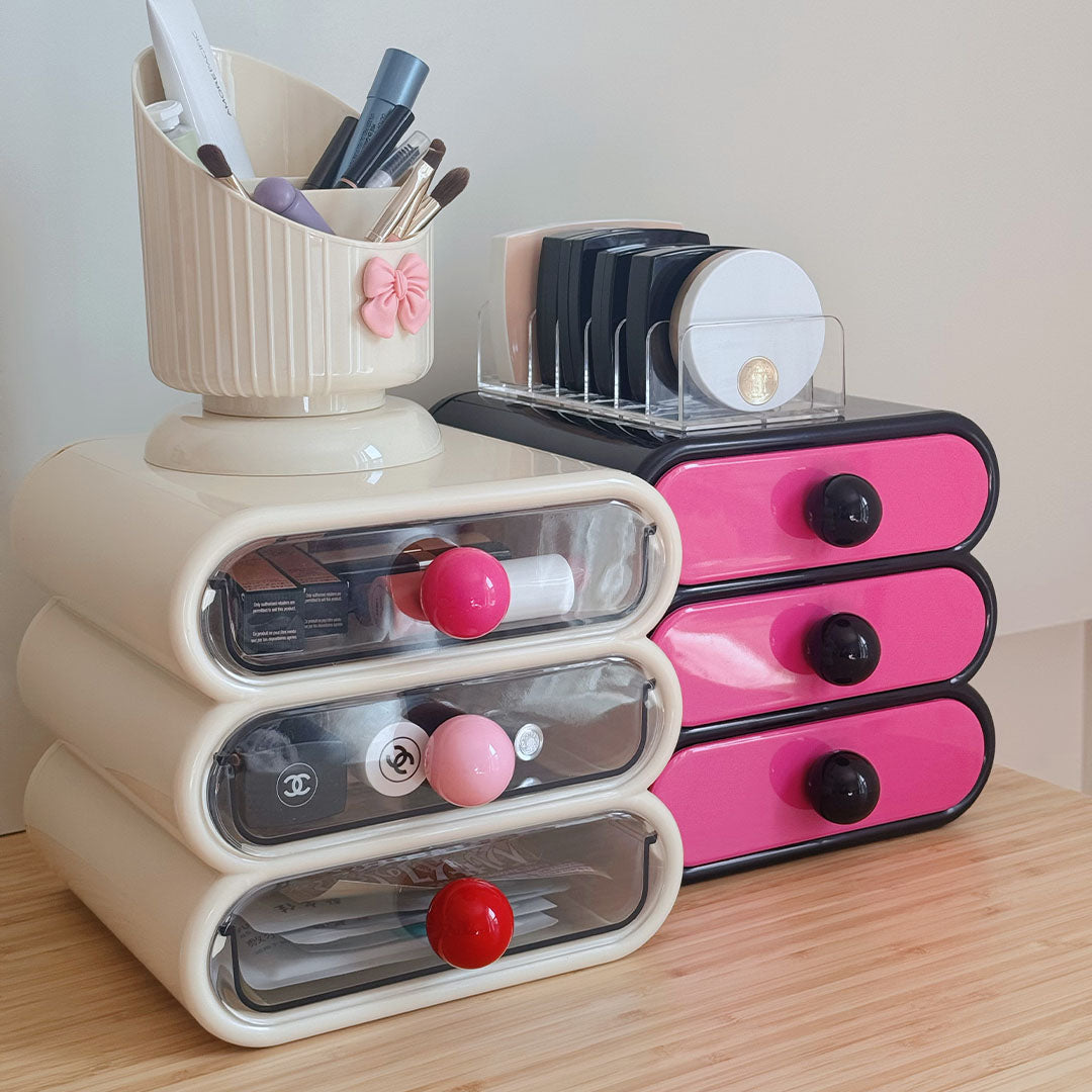 Cream White 3-Layer Drawer Organizer