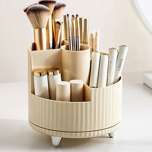 Cream White Rotating Cosmetic Organizer